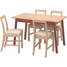 IKEA Pinntrop Light Brown/Red Lasered Bordsgrupp 75x125cm 5st