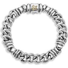 Lagos Men's Sterling Silver and 18K Gold Anthem Twist Curb Krunch Chain Bracelet, 8in