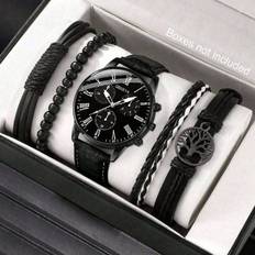 Shein Fathers Day Gifts Men pc Casual And pcs Bracelets Set Fashion Business Black Leather For Men Giving Best Gift Sets