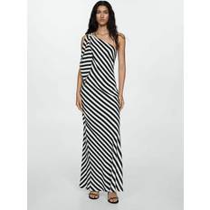 Fabric - Midi Dresses Mango Striped asymmetrical dress white Woman White