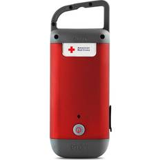 Etón american red cross crank-powered clipray clip-on flashlight & smartphone charger, solar powered, hand crank, cherry red, commitment to