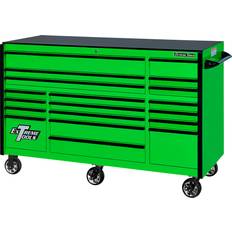 Tool Trolleys Extreme Tools 19-drawer roller cabinet, 72in.w x 25in.d, green/black, model