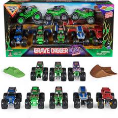 Plastic Monster Trucks Spin Master Jam, Grave Digger 40th Anniversary 8-Pack Trucks with Bonus Accessories, 1:64 Scale, Kids Toys for Boys and Girls 3 and up