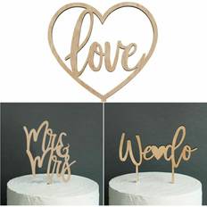 Hootyballoo Wooden Love Topper, none Cake Decoration