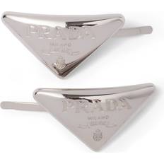 Silver Hair Clips Prada Set Of 2 Triangle Hair Clips metallic