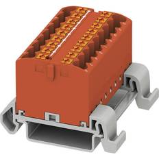 Phoenix Contact PTFIX 18X2,5-NS35A RD Verteilerblock, Block mit waagerechter Ausrichtung, 690 V, 24 A, Anzahl der Anschlüsse 18, Querschnitt 0,14 mm²-4 mm² AWG 26-12, Breite 46,9 mm, Rot, 8 Stück