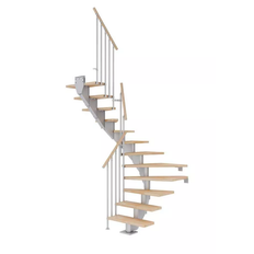 Trapper Dolle Hamburg Halvsving Pearl Grey-CLASSIC III-Olieret Bøg-75-12 Lodret Højde 240 279 cm