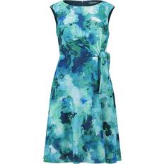 Green dress Vera Mont Women's Cocktail Dress with Tie Belt - Green/Dark Blue