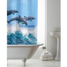 Country Club Dolphin Waves Pattern Shower