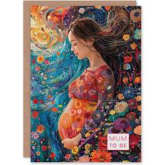 Baby Shower Cards & Invitations ARTERY8 Pregnant woman mum to be abstract floral wave baby card