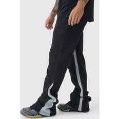 boohoo Mens Black Regular Fit Stacked Fit Gusset Jogger
