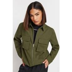 Clothing PixieGirl Petite Utility Bomber Jacket Green