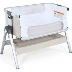 Bassinetts Costway Babyjoy baby bassinet bedside sleeper with storage basket & wheels home beige