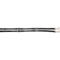 Brides et Accessoires Imperial Riding Side Reins Leather Elastique Pour Cheval - Noir
