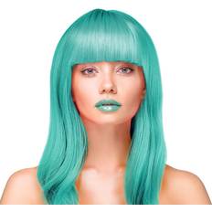 Kort parykk PartyPal Party Wig Long Straight Turquoise Hair