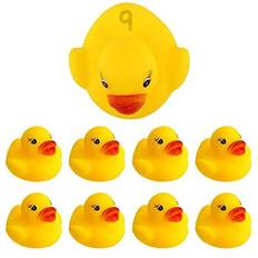 Rubber Bath Toys 9 yellow rubber ducks, squeaking and floating classic duckies, bathtime float