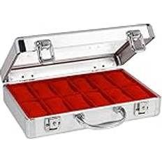 Rot Uhrenaufzieher Safe Uhrenkoffer Aluminium Velours rot