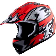 Motorcycle Helmets Wow Youth Kids Motocross BMX MX ATV Dirt Bike Helmet Star Matt Red