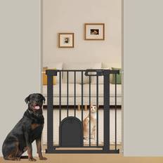 Child Safety Tsayawa Mom's Choice Awards Winner-TSAYAWA Narrow Baby Gate with Cat Door Walk Through 24.5" to 29.5" Wide Small Pet Gate for Puppy Dog Doorway Stair-Pressure Mounted Safety Child Gate Stand 30 inches Tall