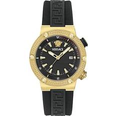 Watches Versace Logo Diver Black PU Leather