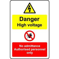Aluminium Workplace Signs KPCM Display Ltd Danger high voltage no admittance authorised personnel only safety sign