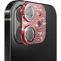 HD Accessory Stardust diamond tempered glass camera lens protector for iphone 12 red