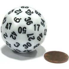 Koplow Games Sixty-Sided D60 35mm Large Dice White with Black Numbers