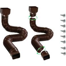 Love Dock Brown 2PCS Upgrade Rain Gutter Downspout Extensions 17In-59In Flexible Drain Downspout Extender