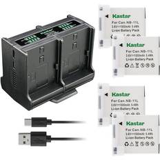 Batteries & Chargers Kastar 4-Pack NB-11L Battery Quadruple Charger Compatible with Canon PowerShot A2600 A2600 IS