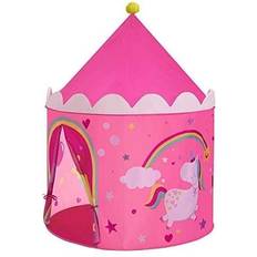 Lektält på rea Songmics Princess Castle Lektält för småbarn, Pop Up Play Tipi, Present för barn, inomhus och utomhus, Bärväska, Rosa och gul LPT04PY