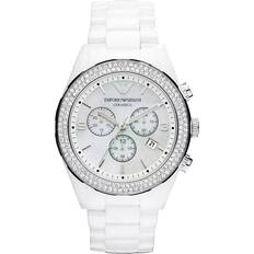 Armani Women Wrist Watches Armani Emporio AR1456 Ceramica Crystal White Ladies