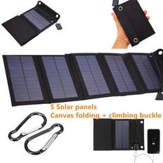 Foldable Solar Panels Greenzech Canvas Type 30W Foldable USB Solar Panel Monocrystal Solar Cell Folding Waterproof 5 Panels Charger Outdoor Mobile Power Battery Charging