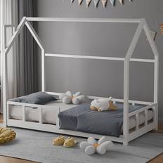 Living and Home and Home Kids Pine Wood House Bed Frame White
