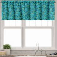 Valances Ambesonne Teal Valance Pack of 2 Abstract Wave Ocean Motif