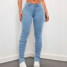 Shein Women Jeans Shein Womens Low Waist Pile Washed Denim Jeans