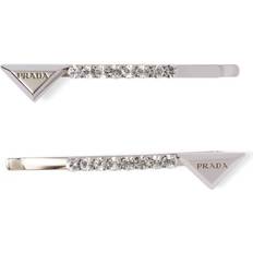 Hair Clips Prada Set Of 2 Embellished Triangle Hair Clips metallic