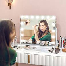 Hollywood vanity mirror with 3 colour led, magnifier, usb port, touch screen