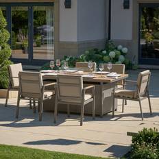 Beige Patio Dining Sets Pacific Lifestyle Stockholm Rectangular 6 Patio Dining Set