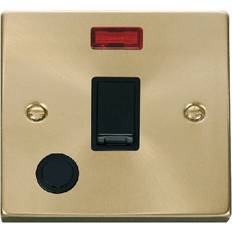 Click Scolmore Deco 20A 1 Gang DP Switch with Flex Outlet and Neon Satin Brass Insert