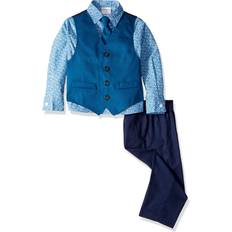 Suits Van Heusen Boys' Big 4-Piece Formal Suit Set, Vest, Pants, Collared Dress Shirt, and Tie, Olympia Print