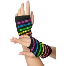 Wicked Adults Multicolour Neon Bead Fingerless Gloves 80s Fancy Dress