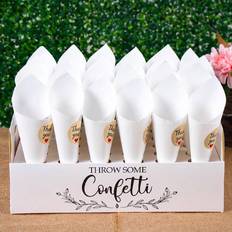 White Table Decorations Shein pcsSet White Kraft Paper Holes Confetti Cone Holder Kraft PaperThank YouStickers Modern Letter Graphic Confetti Stand For Birthday Wedding Party