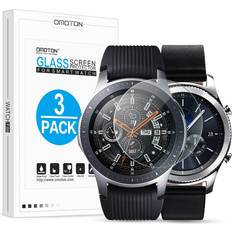 Screen Protectors OMOTON Tempered Glass Screen Protector Compatible Samsung Galaxy Watch 46mm 2018 & Gear S3 [3 Pack]