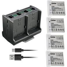 Batteries & Chargers Kastar 4-Pack Battery Quadruple Charger Compatible with Canon PowerShot SD30