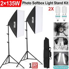 Selens 2×135w softbox lighting kit photography continuous soft box light stand studio