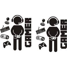 2X Gamer Decals for Room Game Wall Sticker for Playroom