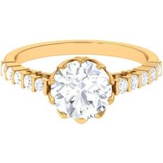 Gold - Moissanites Rings Rosec Jewels Engagement Ring - Gold/Transparent