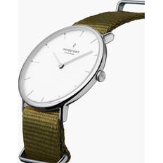 Nordgreen Watches Nordgreen Slim Silver Case White Army Nylon 40mm