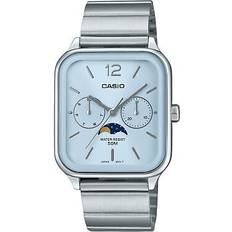 Baby - Silver Wrist Watches Casio Standard Analog Moon Phase Stainless Steel Baby Blue Dial Quartz MTP-M305D-2AV Men's Watch
