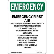 Green Workplace Signs SignMission 7 10 OSHA Emergency First Aid Should Liquid